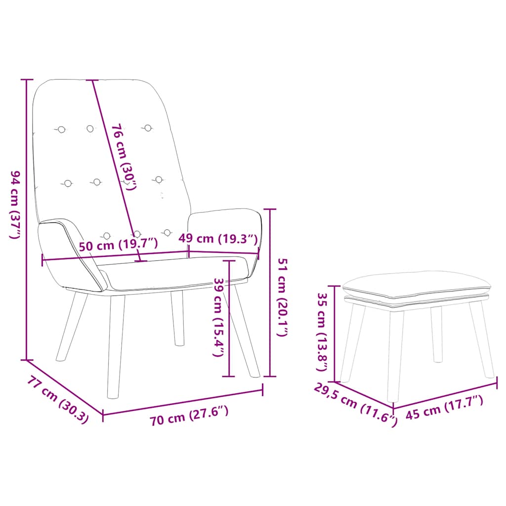 Relaxsessel mit Hocker Dunkelgrau Stoff
