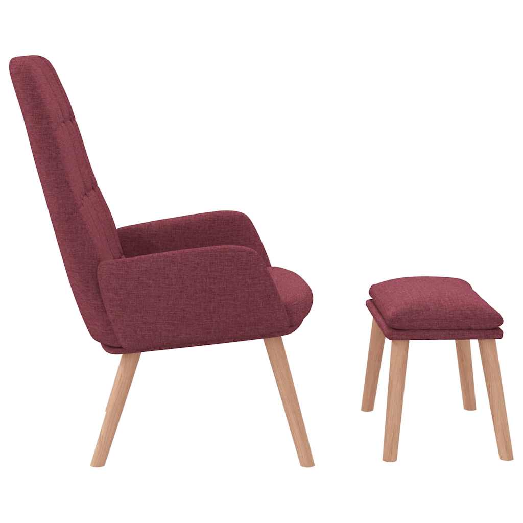 Relaxsessel mit Hocker Weinrot Stoff