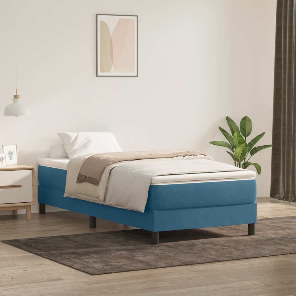 Boxspringbett ohne Matratze Dunkelblau 80x220 cm Samt
