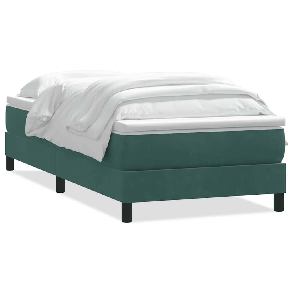 Boxspringbett mit Matratze Dunkelgrün 80x220 cm Samt