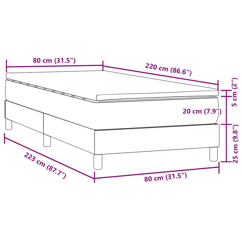 Boxspringbett mit Matratze Dunkelgrün 80x220 cm Samt