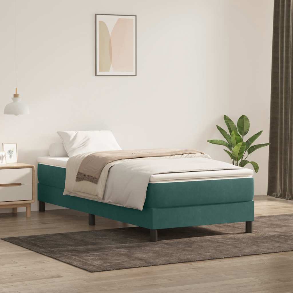Boxspringbett mit Matratze Dunkelgrün 80x220 cm Samt