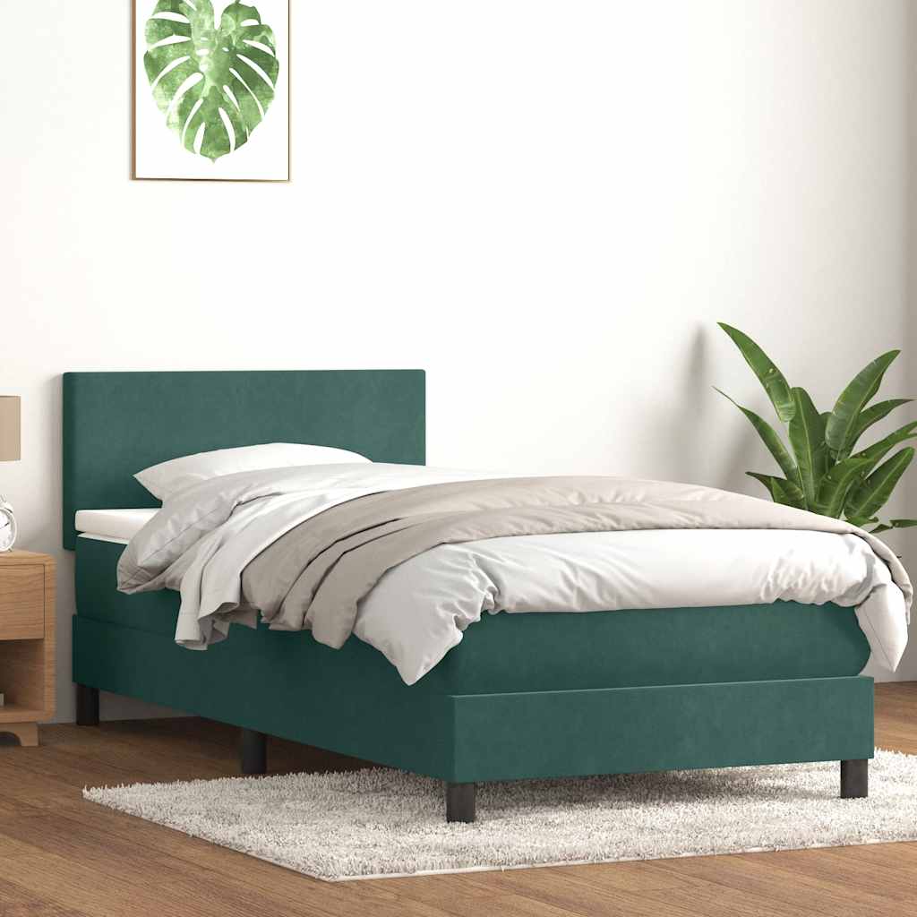 Boxspringbett mit Matratze Dunkelgrün 80x220 cm Samt