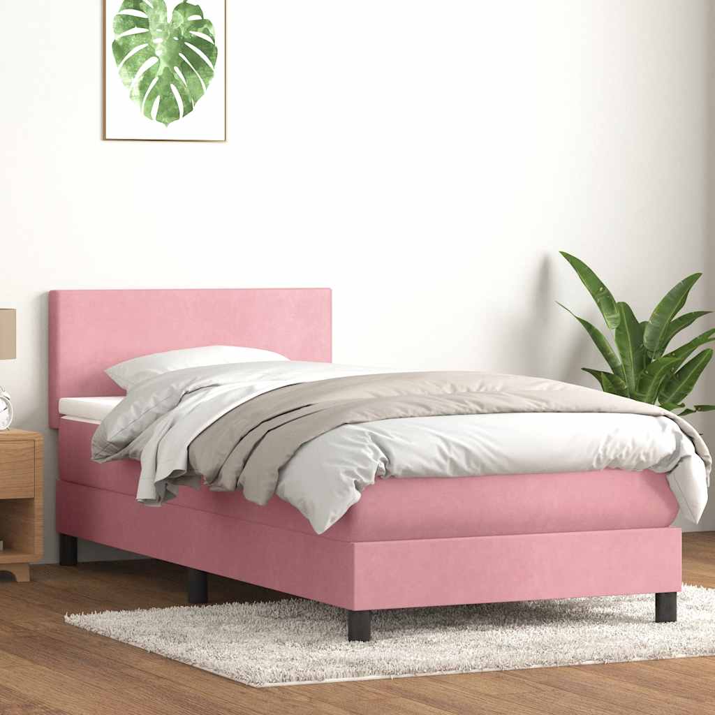 Boxspringbett mit Matratze Rosa 100x220 cm Samt
