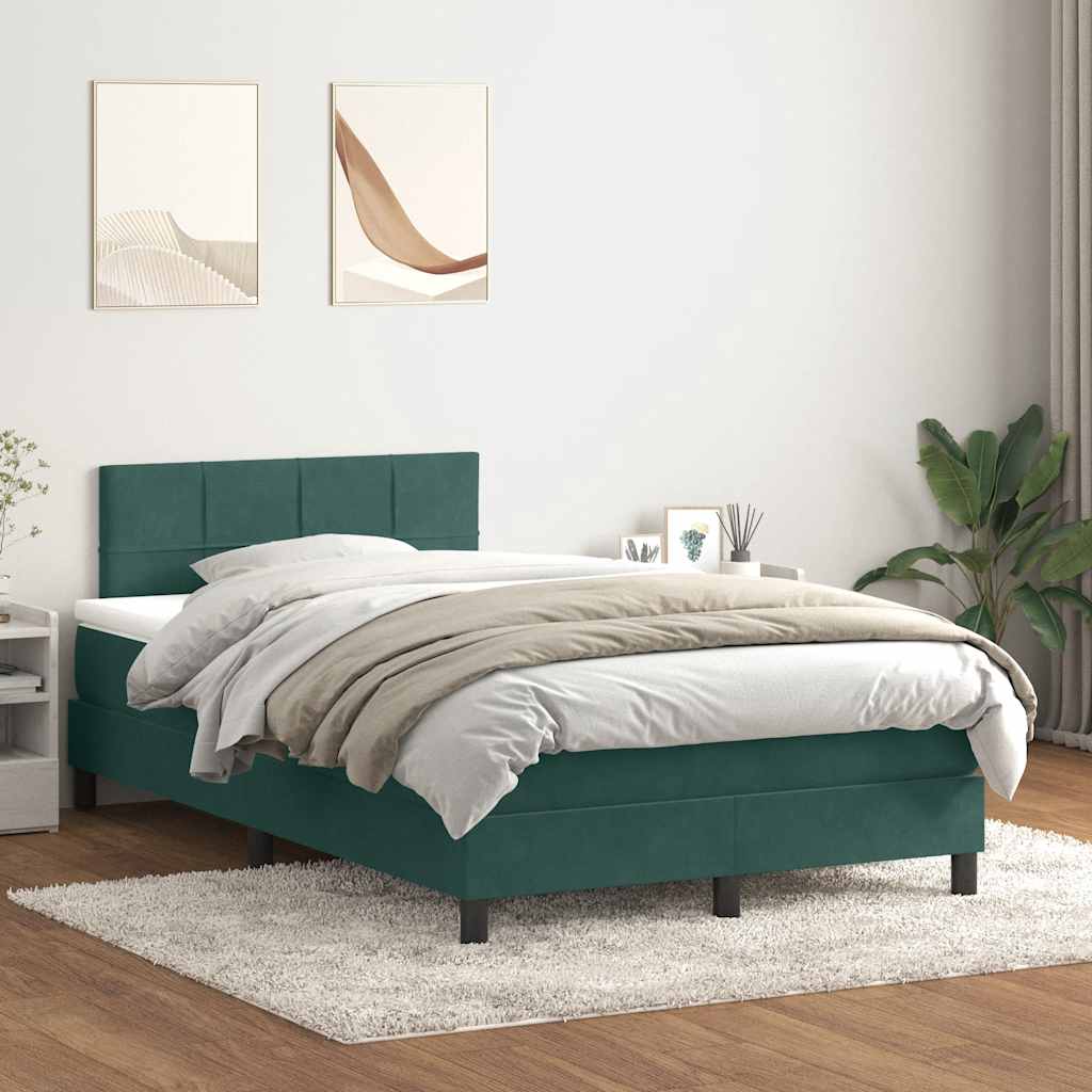 Boxspringbett mit Matratze Dunkelgrün 120x210 cm Samt