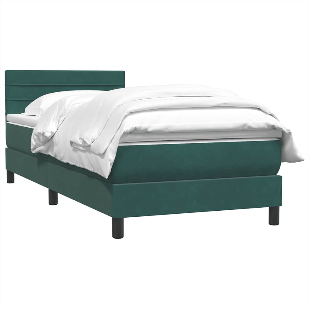 Boxspringbett mit Matratze Dunkelgrün 80x220 cm Samt