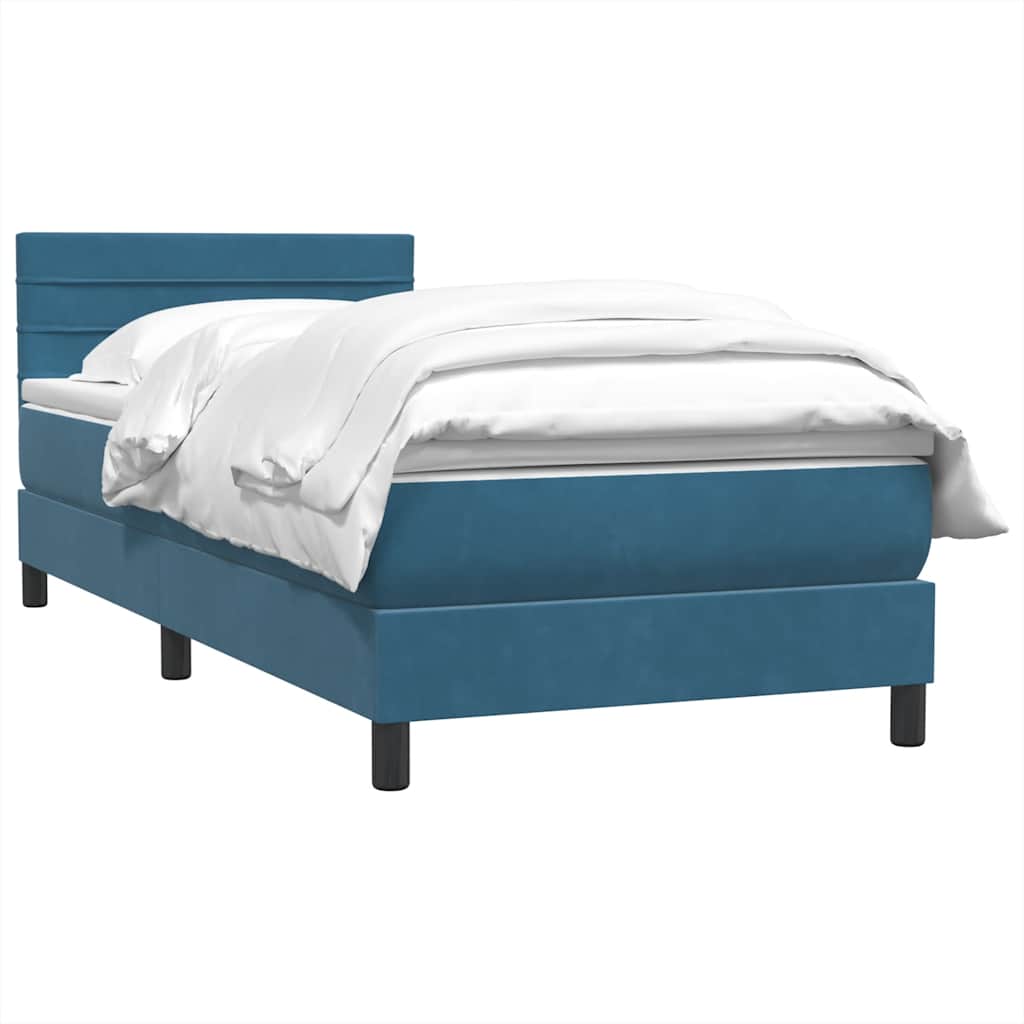 Boxspringbett mit Matratze Dunkelblau 80x220 cm Samt