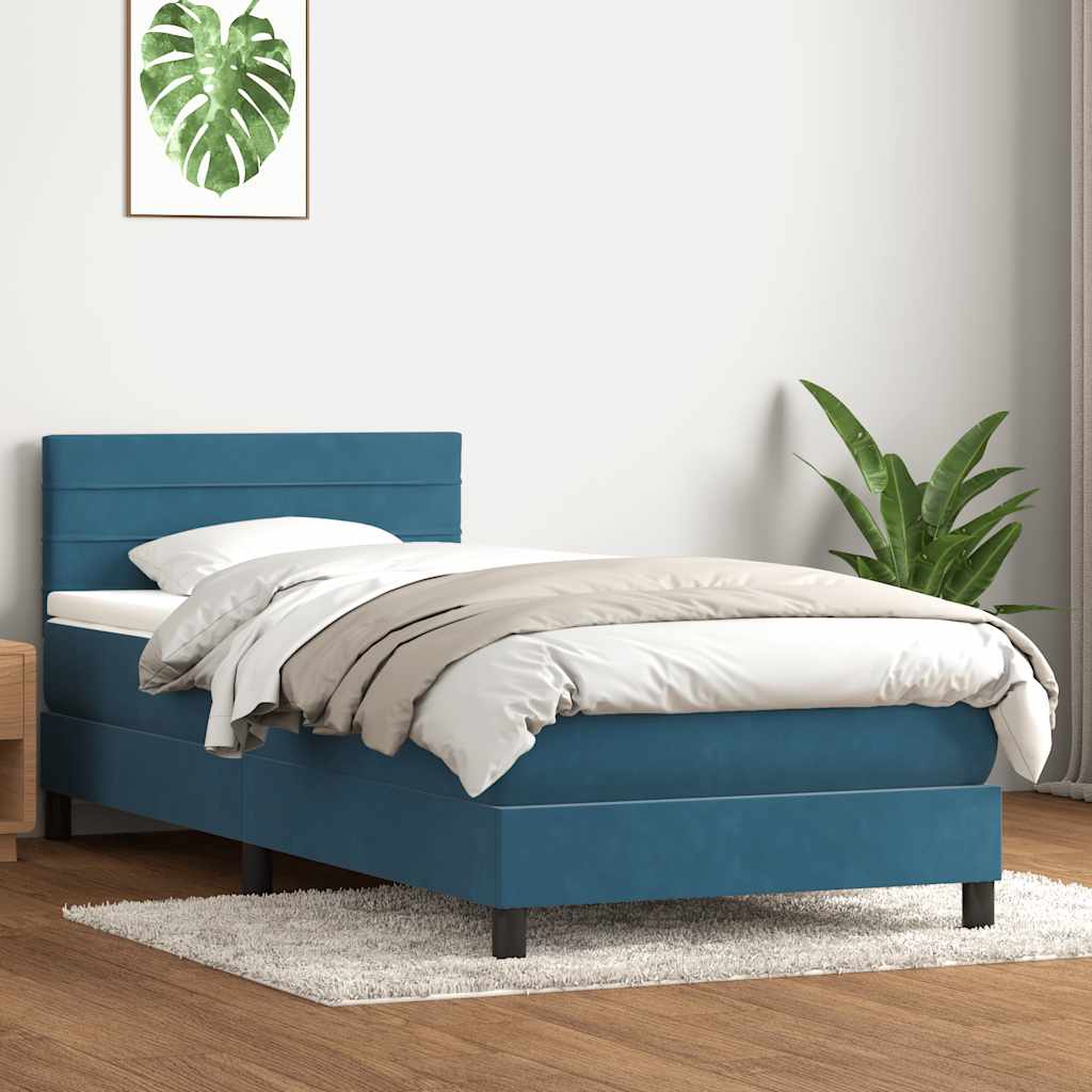 Boxspringbett mit Matratze Dunkelblau 80x220 cm Samt