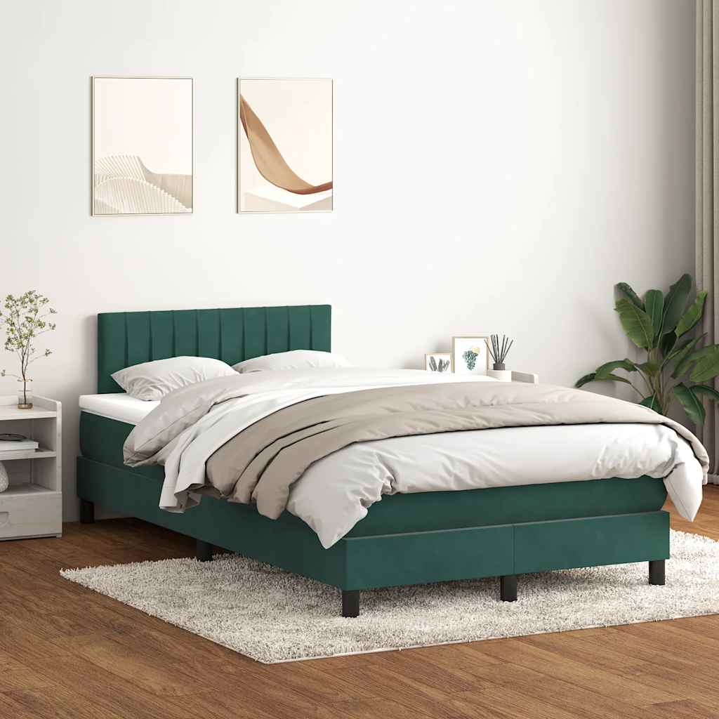 Boxspringbett mit Matratze Dunkelgrün 120x210 cm Samt
