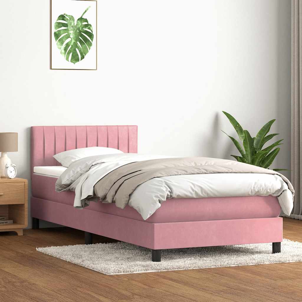 Boxspringbett mit Matratze Rosa 100x220 cm Samt