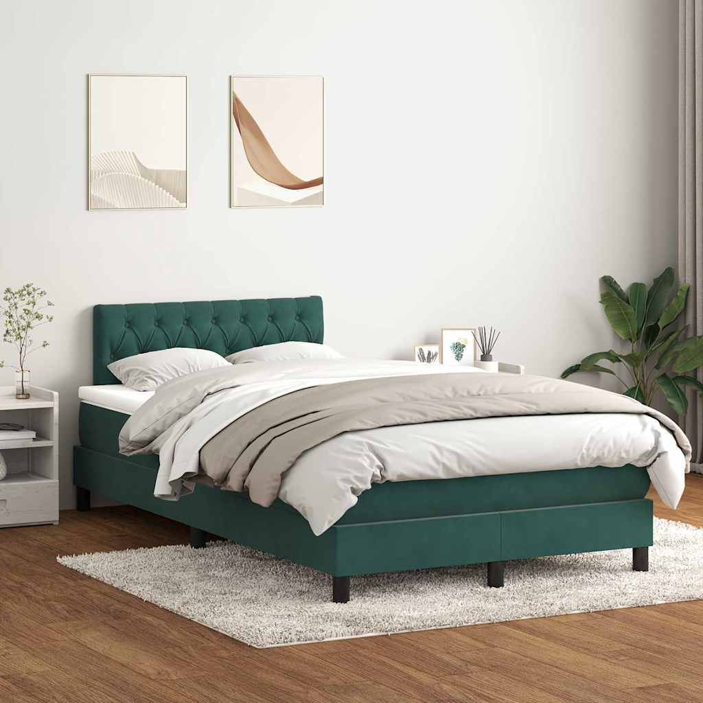 Boxspringbett mit Matratze Dunkelgrün 120x210 cm Samt