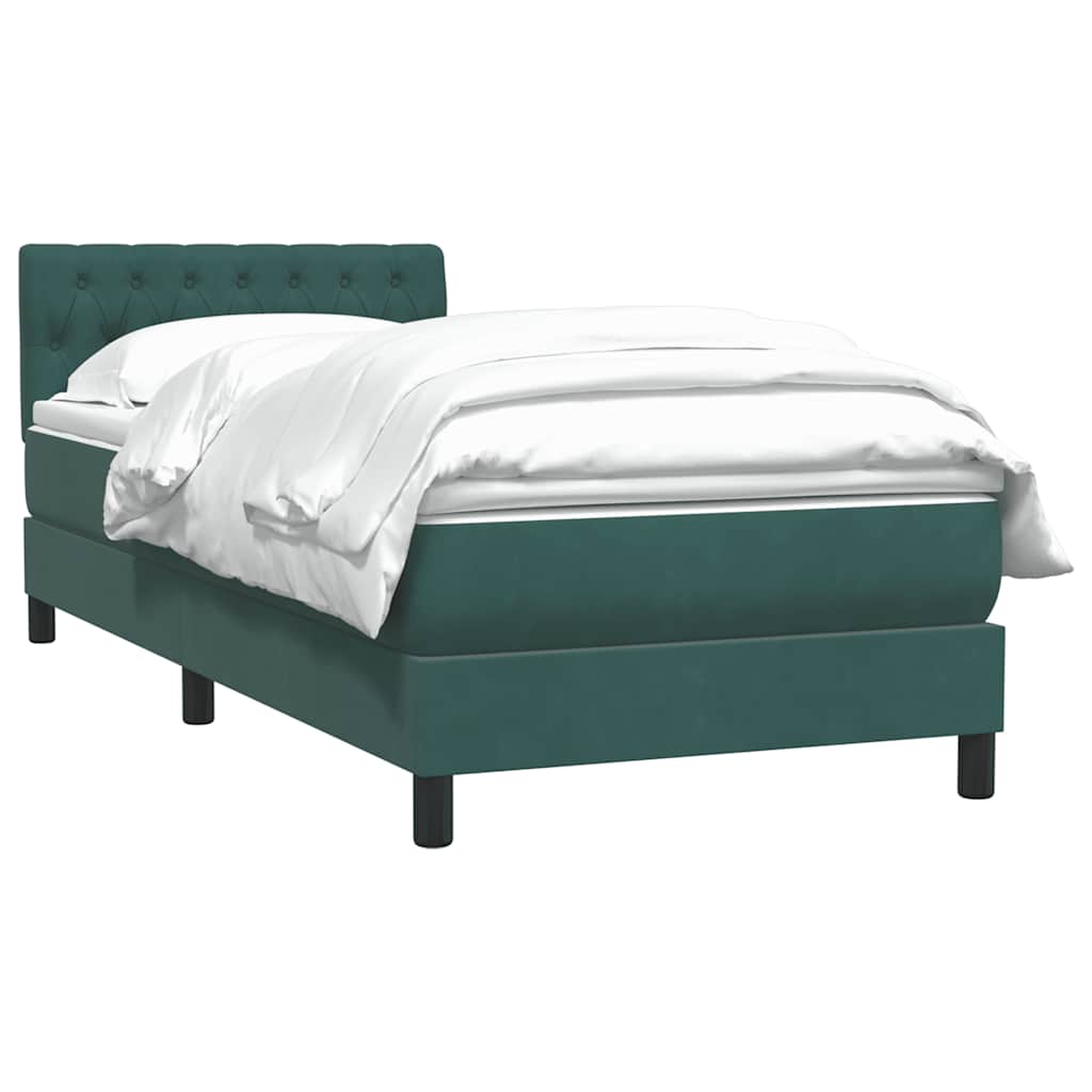 Boxspringbett mit Matratze Dunkelgrün 80x220 cm Samt