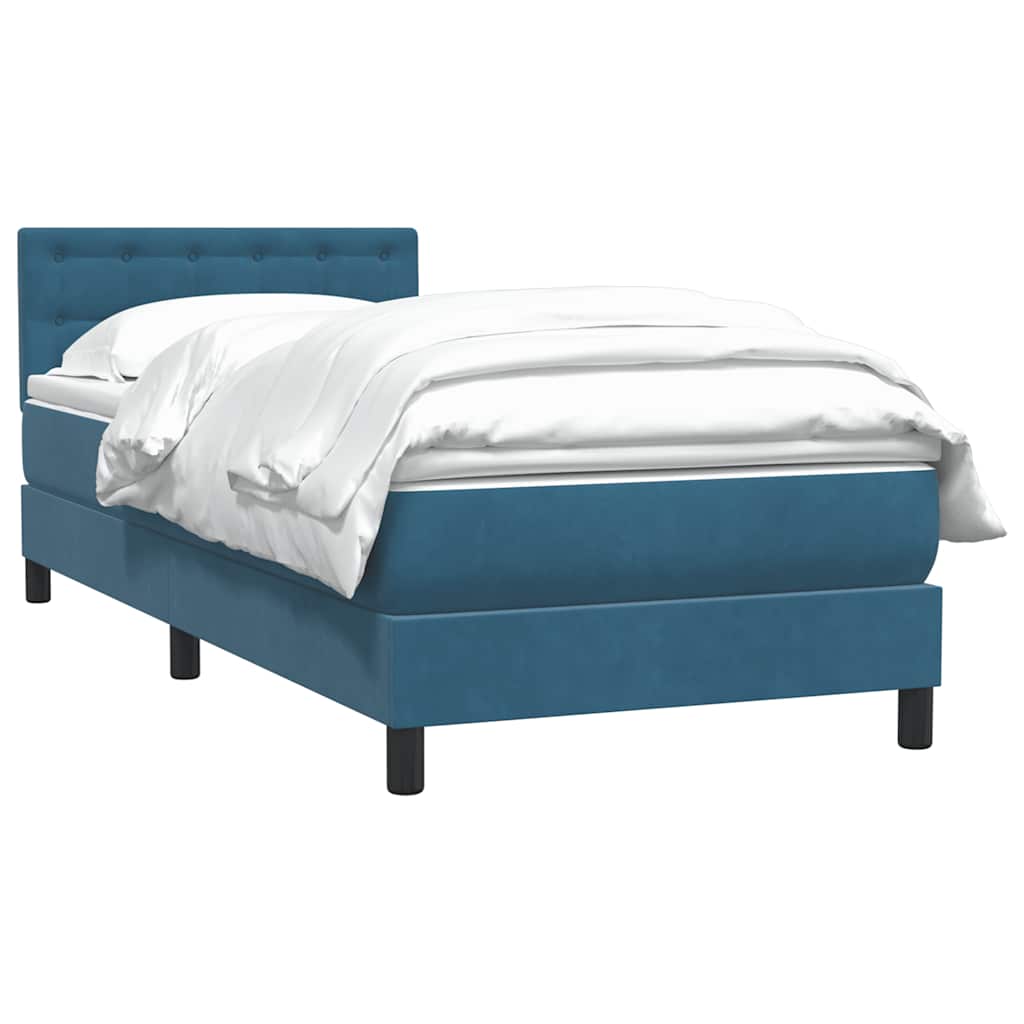 Boxspringbett mit Matratze Dunkelblau 80x220 cm Samt