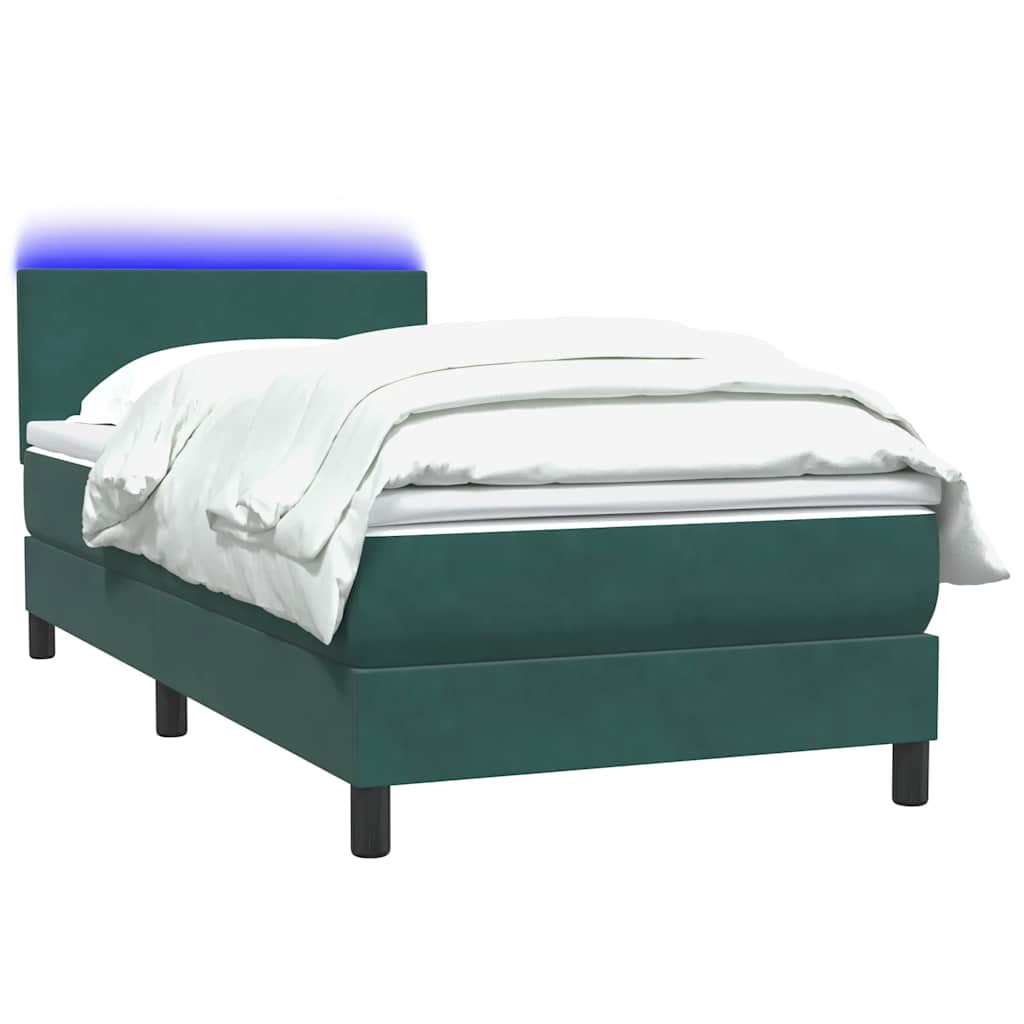 Boxspringbett mit Matratze Dunkelgrün 80x220 cm Samt