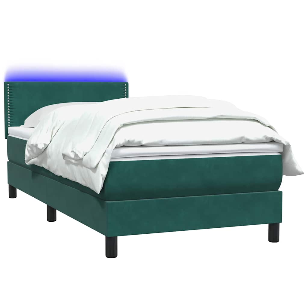 Boxspringbett mit Matratze Dunkelgrün 80x220 cm Samt