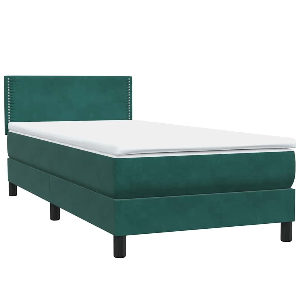 Boxspringbett mit Matratze Dunkelgrün 80x220 cm Samt