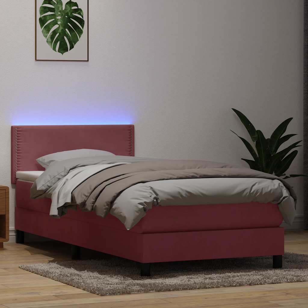 Boxspringbett mit Matratze Rosa 80x220 cm Samt