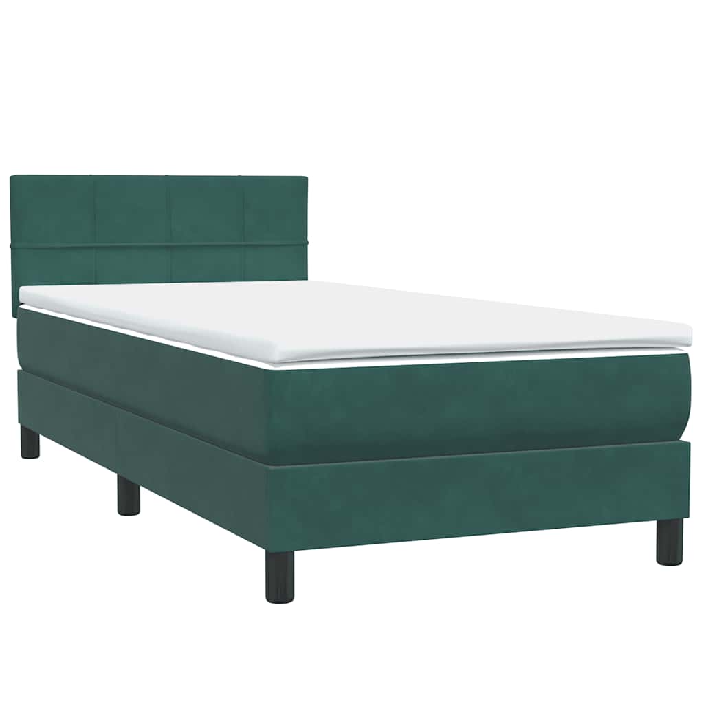 Boxspringbett mit Matratze Dunkelgrün 80x220 cm Samt