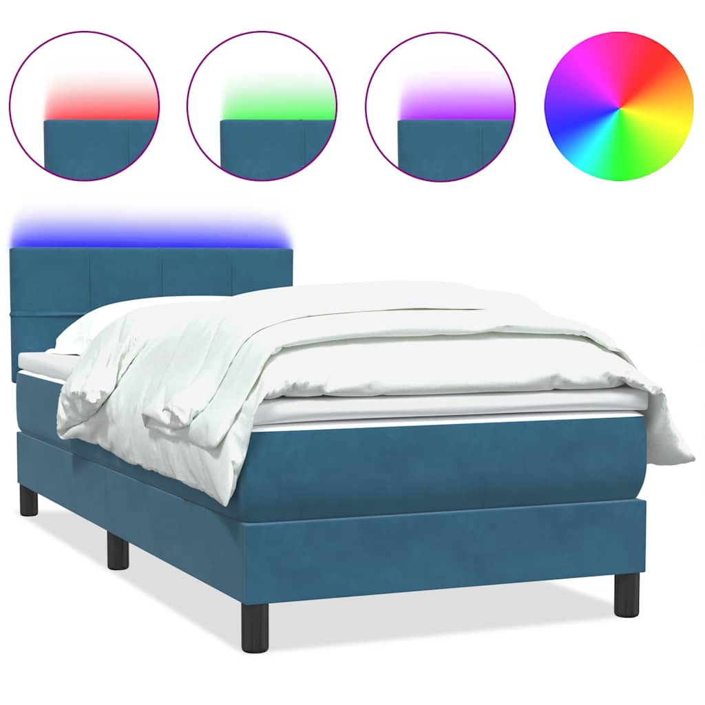 Boxspringbett mit Matratze Dunkelblau 80x220 cm Samt