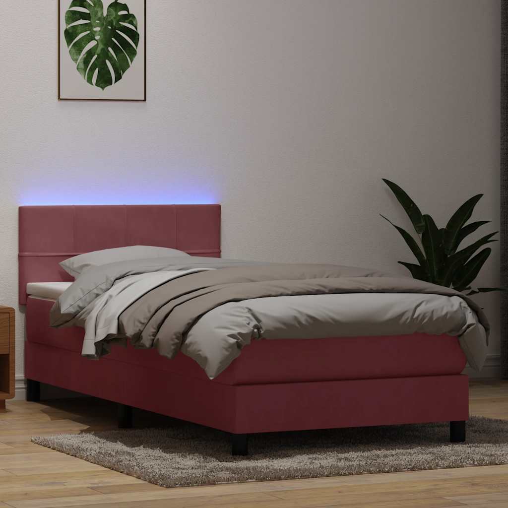 Boxspringbett mit Matratze Rosa 80x220 cm Samt
