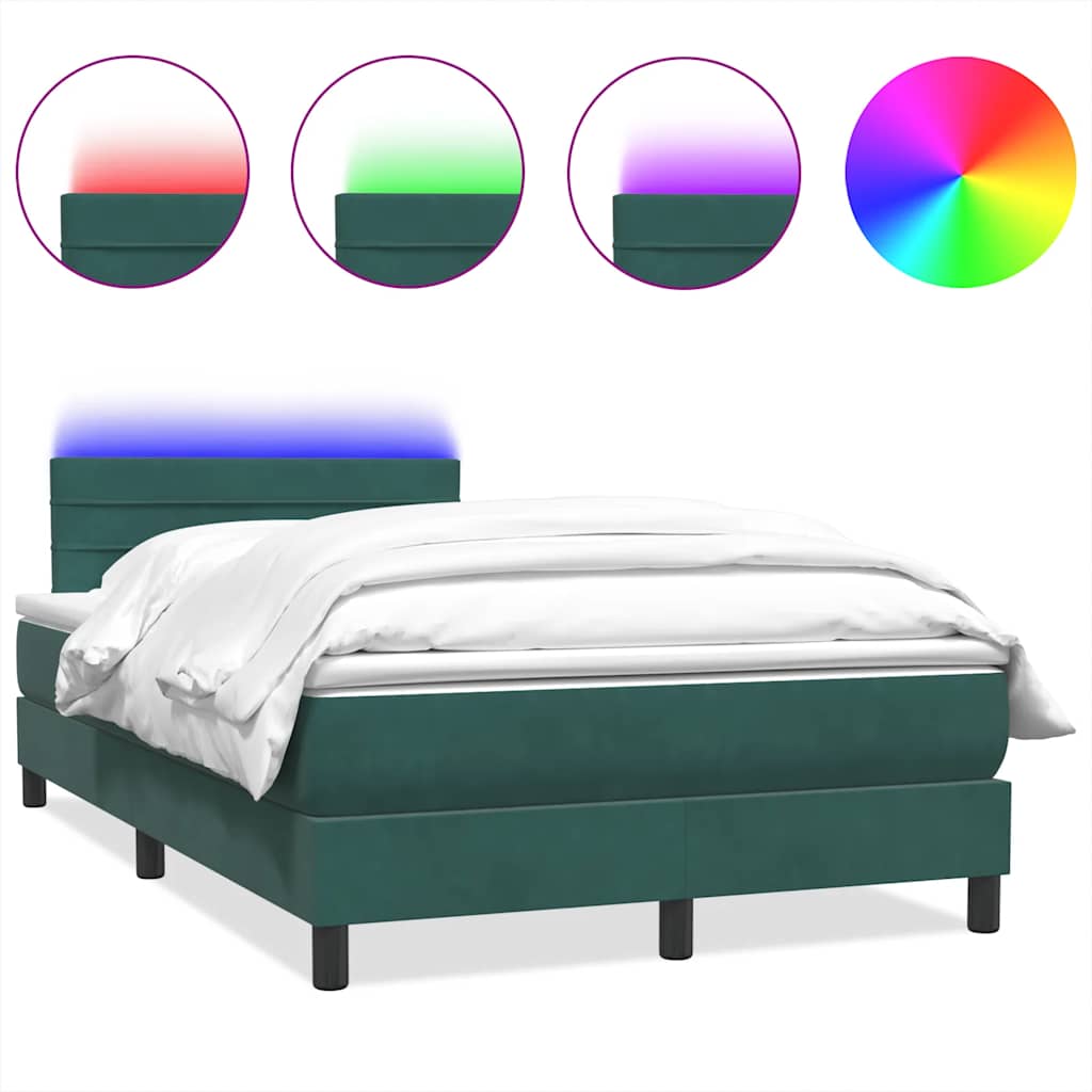 Boxspringbett mit Matratze Dunkelgrün 120x210 cm Samt