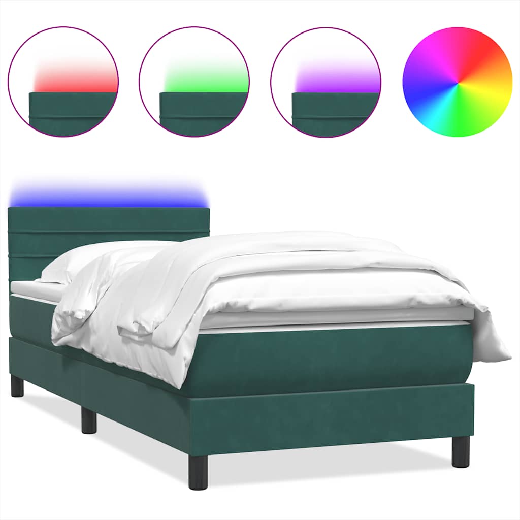 Boxspringbett mit Matratze Dunkelgrün 80x220 cm Samt