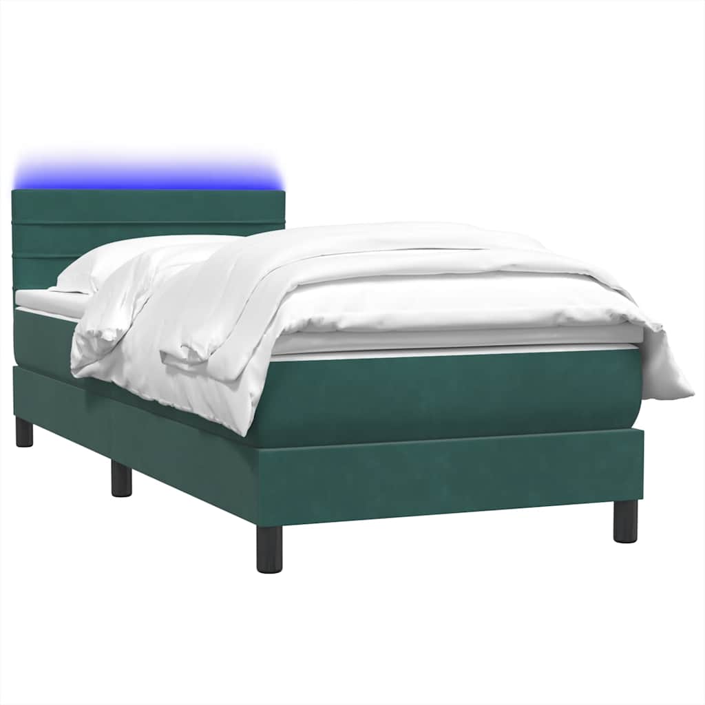 Boxspringbett mit Matratze Dunkelgrün 80x220 cm Samt