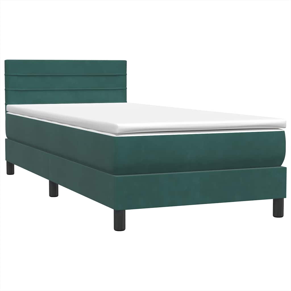 Boxspringbett mit Matratze Dunkelgrün 80x220 cm Samt