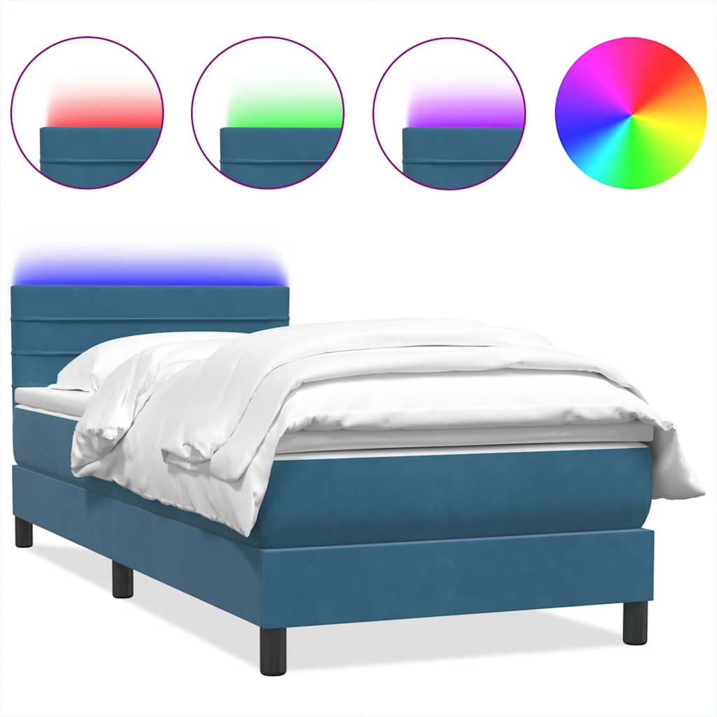 Boxspringbett mit Matratze Dunkelblau 80x220 cm Samt