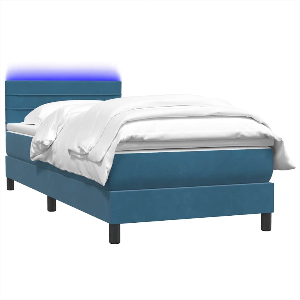 Boxspringbett mit Matratze Dunkelblau 80x220 cm Samt
