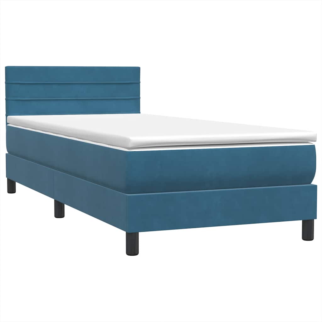 Boxspringbett mit Matratze Dunkelblau 80x220 cm Samt
