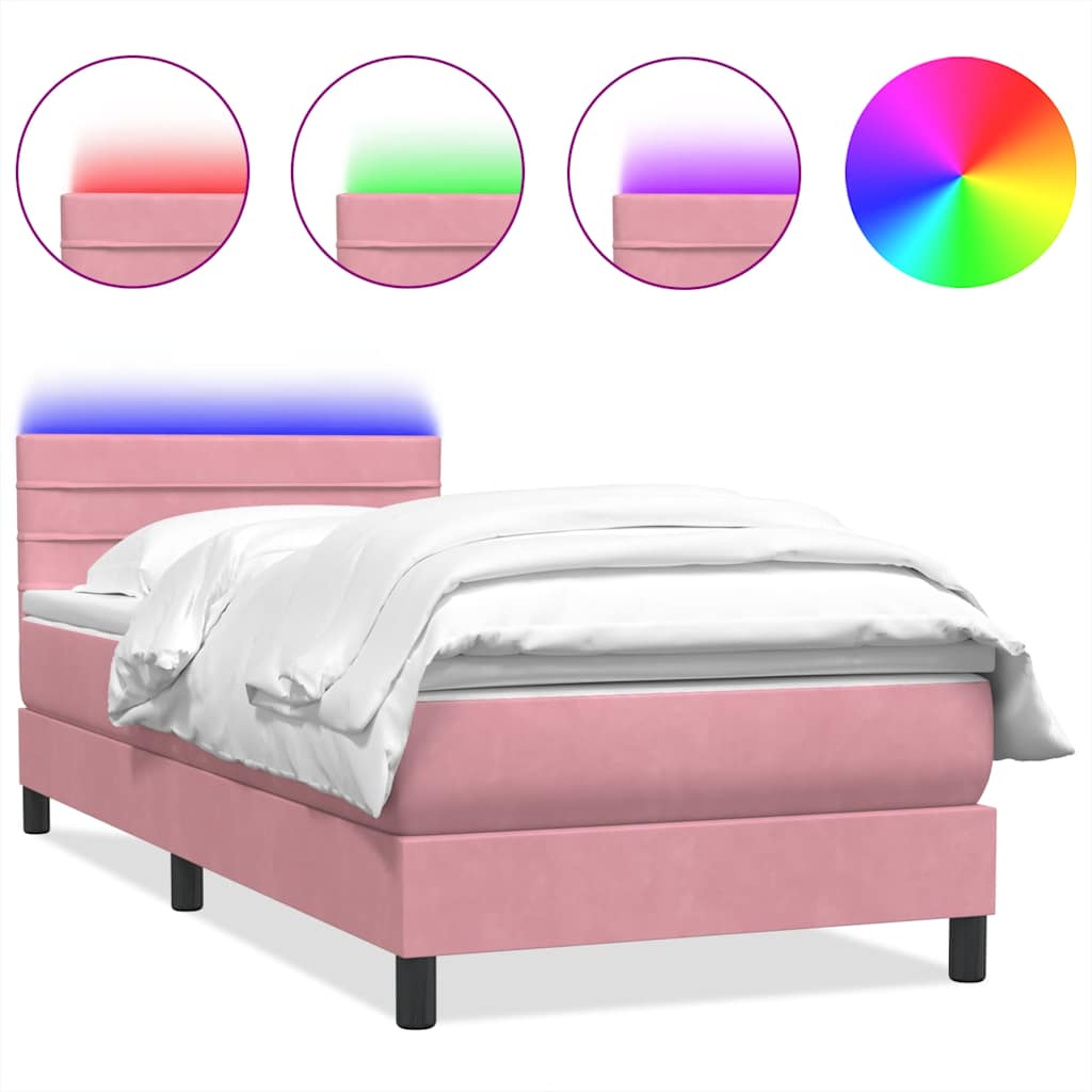 Boxspringbett mit Matratze Rosa 80x220 cm Samt