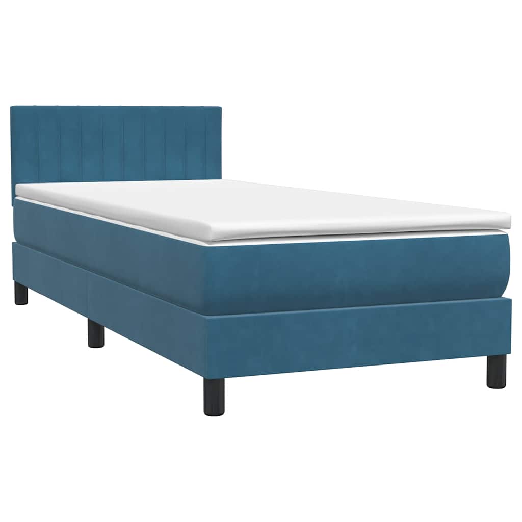 Boxspringbett mit Matratze Dunkelblau 100x210 cm Samt
