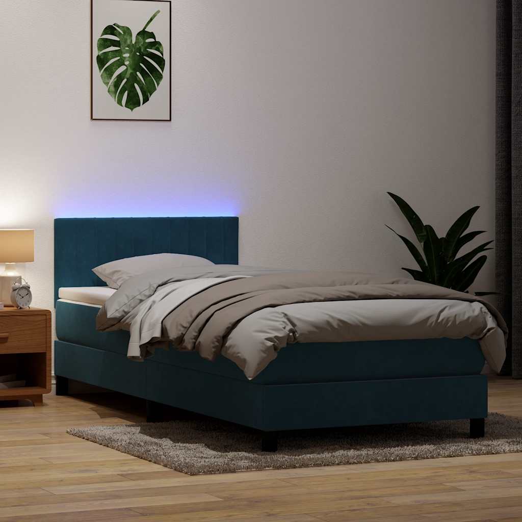 Boxspringbett mit Matratze Dunkelblau 100x210 cm Samt