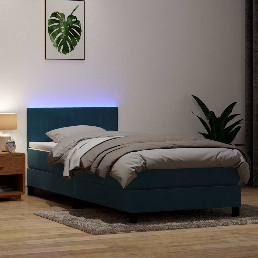 Boxspringbett mit Matratze Dunkelblau 80x220 cm Samt