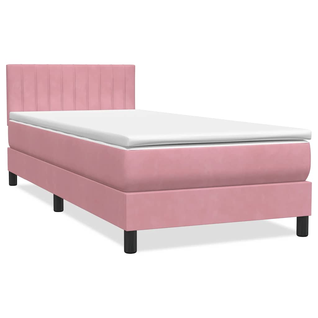 Boxspringbett mit Matratze Rosa 100x220 cm Samt