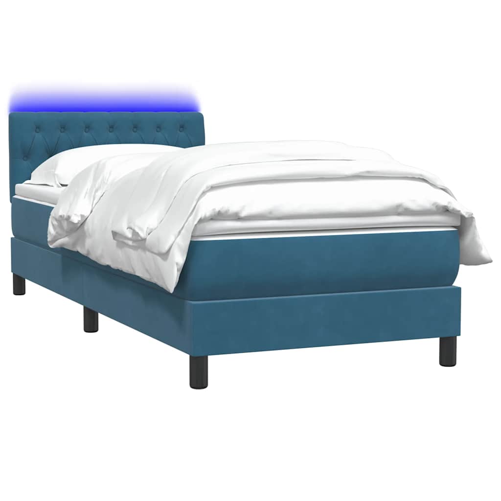 Boxspringbett mit Matratze Dunkelblau 80x220 cm Samt