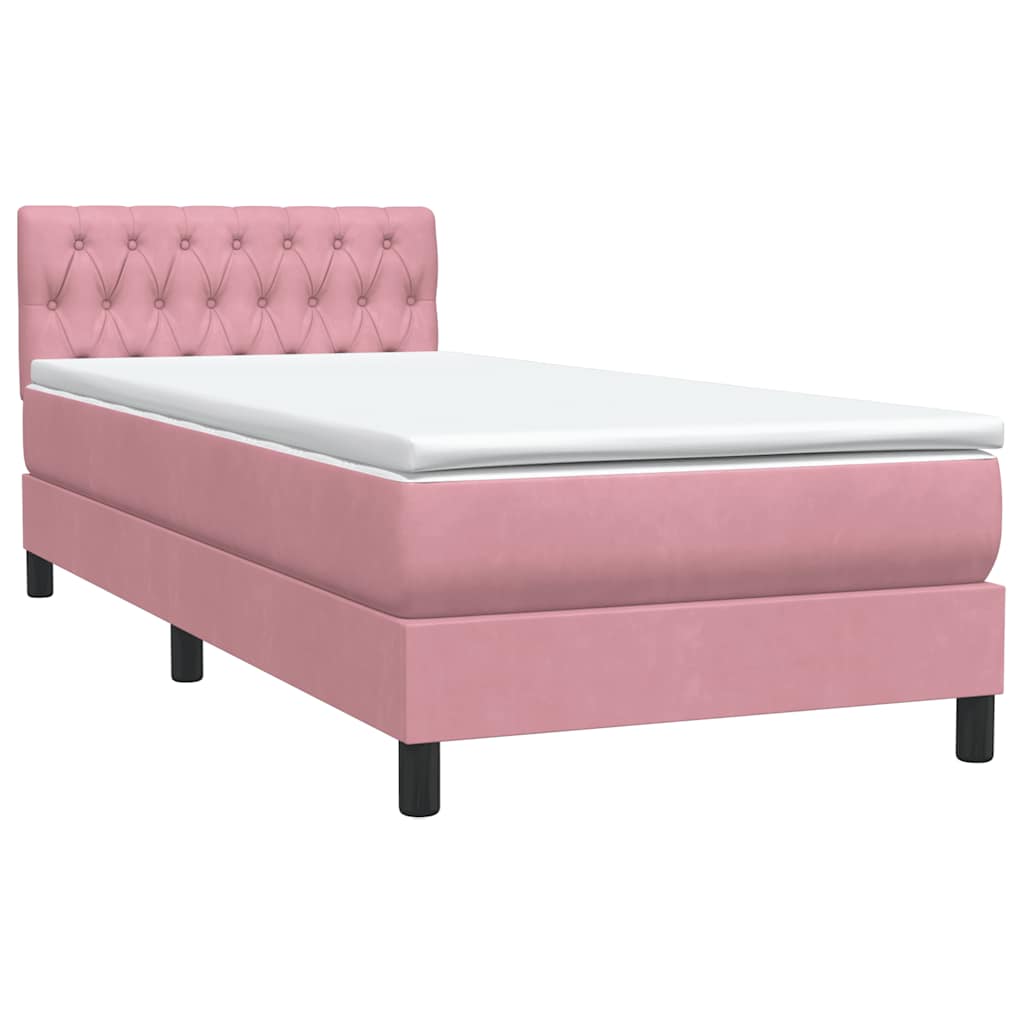 Boxspringbett mit Matratze Rosa 100x220 cm Samt
