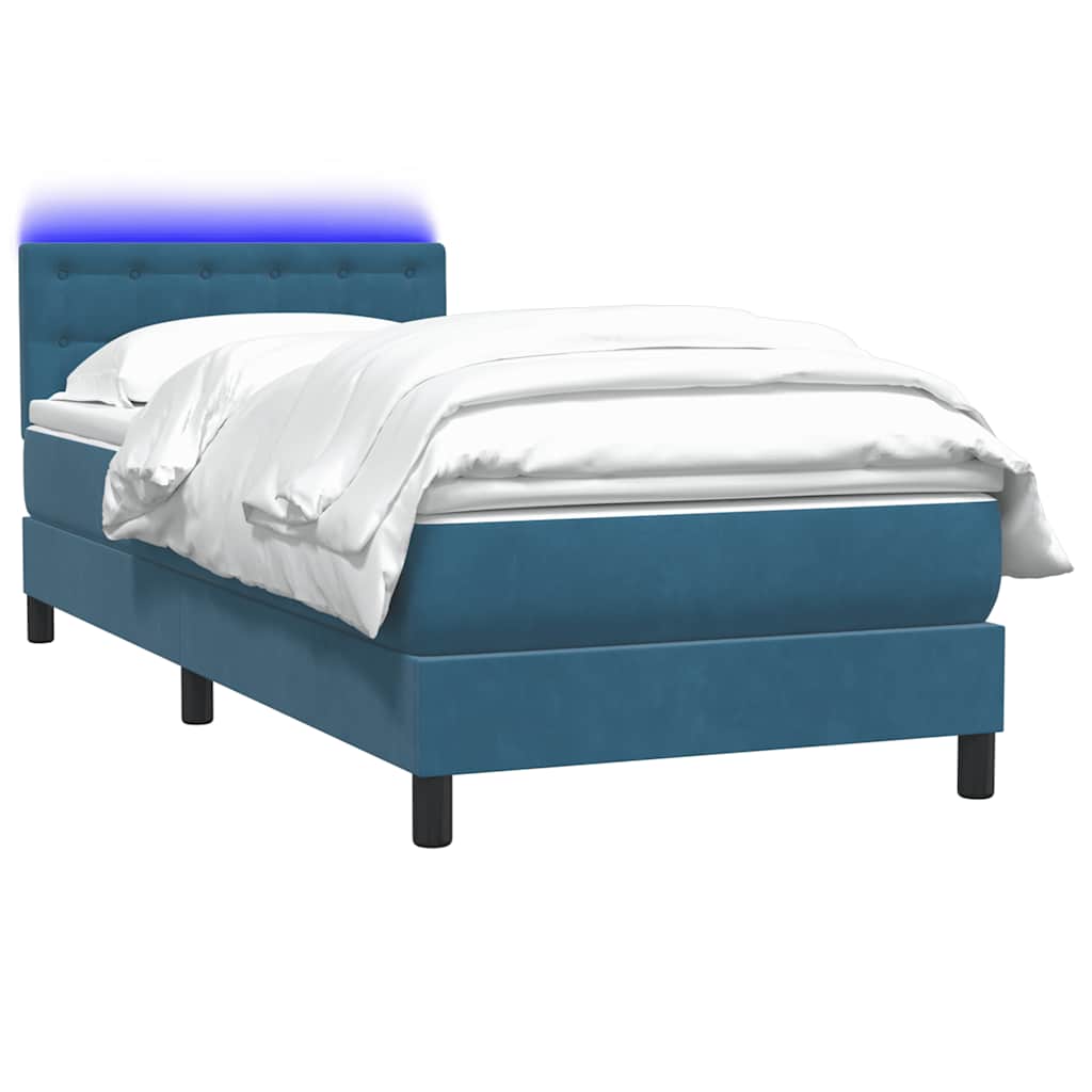 Boxspringbett mit Matratze Dunkelblau 80x220 cm Samt