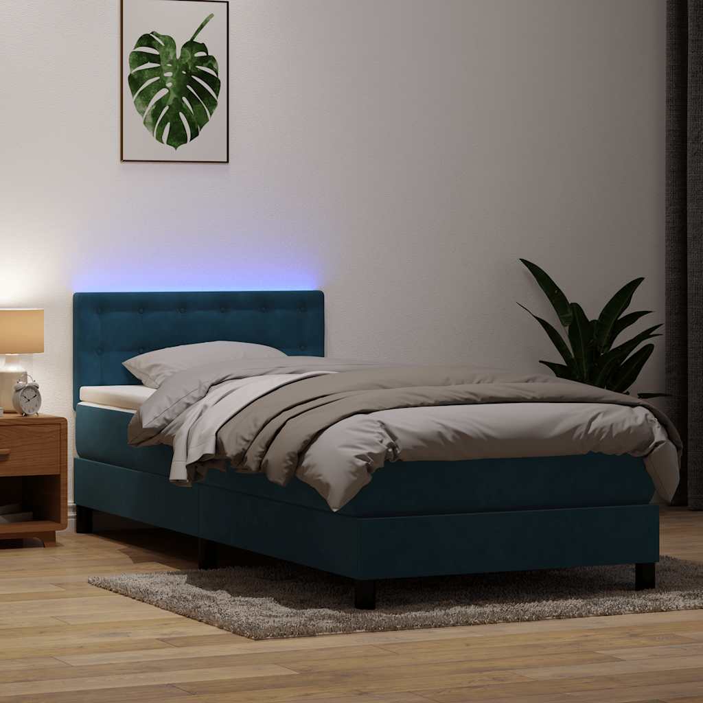 Boxspringbett mit Matratze Dunkelblau 80x220 cm Samt