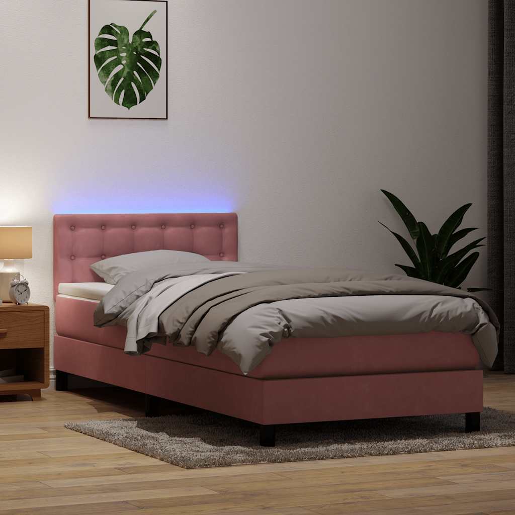 Boxspringbett mit Matratze Rosa 80x220 cm Samt