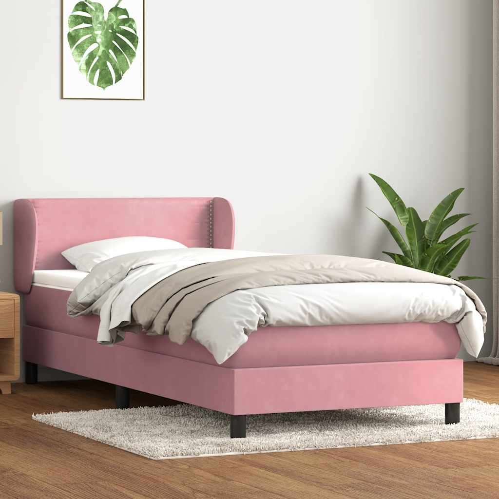 Boxspringbett mit Matratze Rosa 100x220 cm Samt