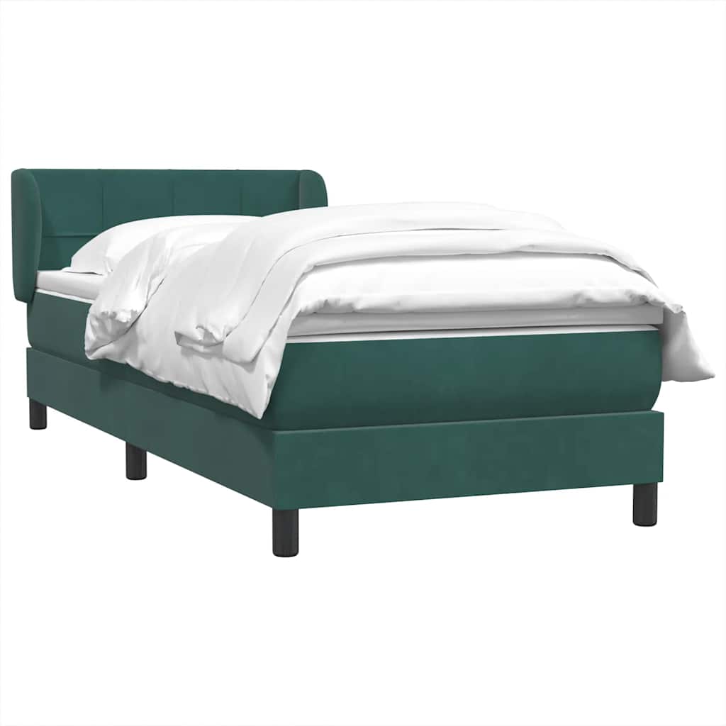 Boxspringbett mit Matratze Dunkelgrün 80x220 cm Samt