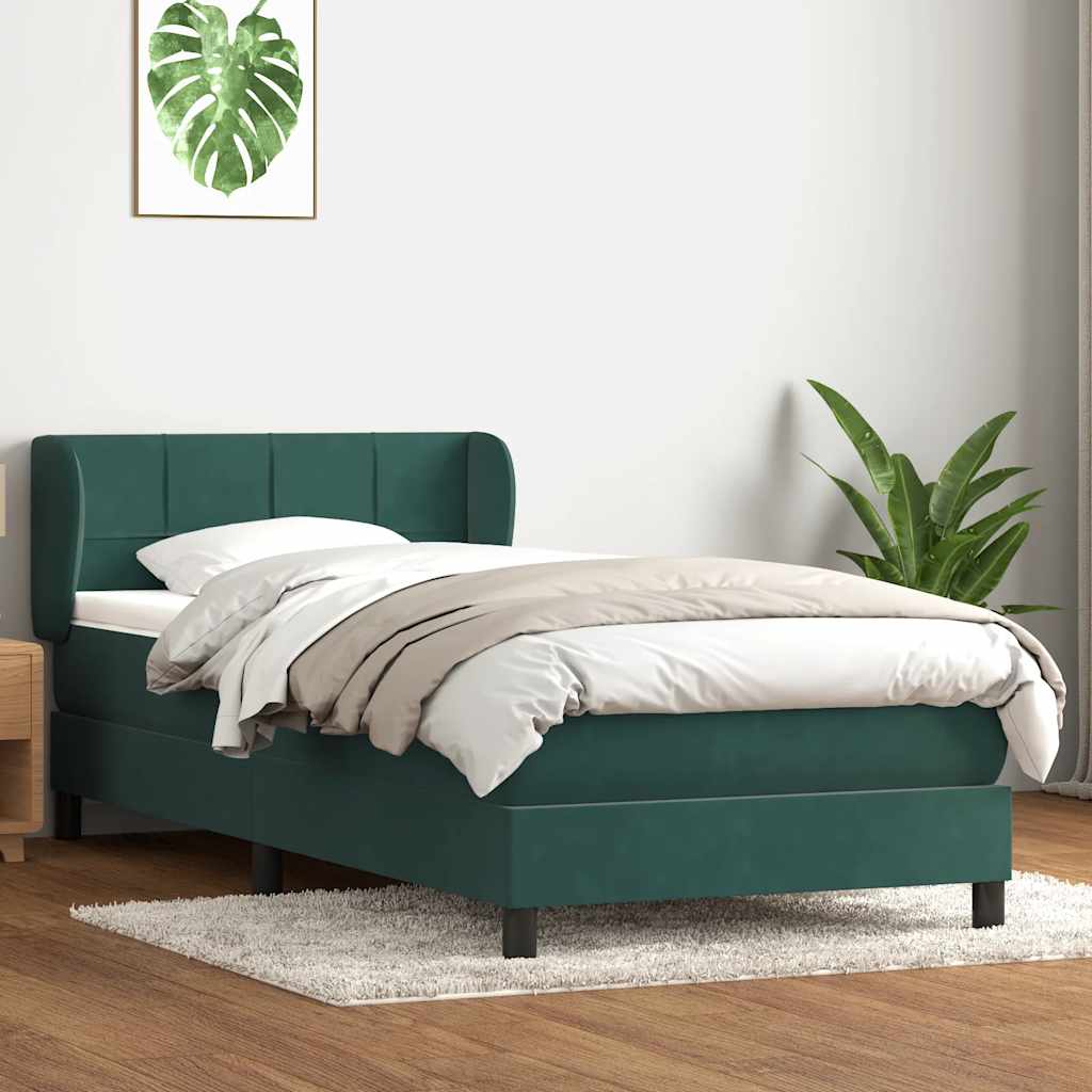 Boxspringbett mit Matratze Dunkelgrün 80x220 cm Samt