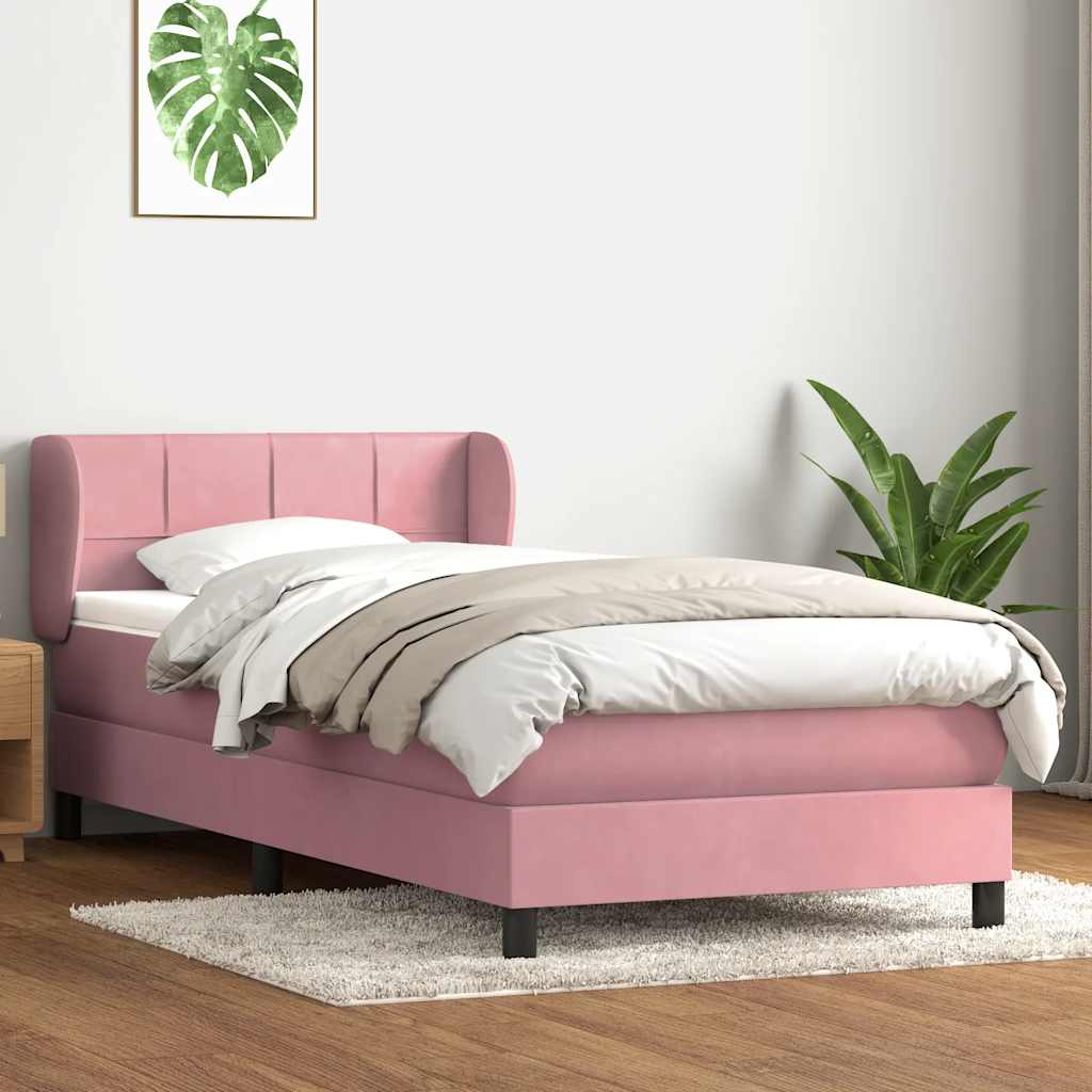 Boxspringbett mit Matratze Rosa 100x220 cm Samt
