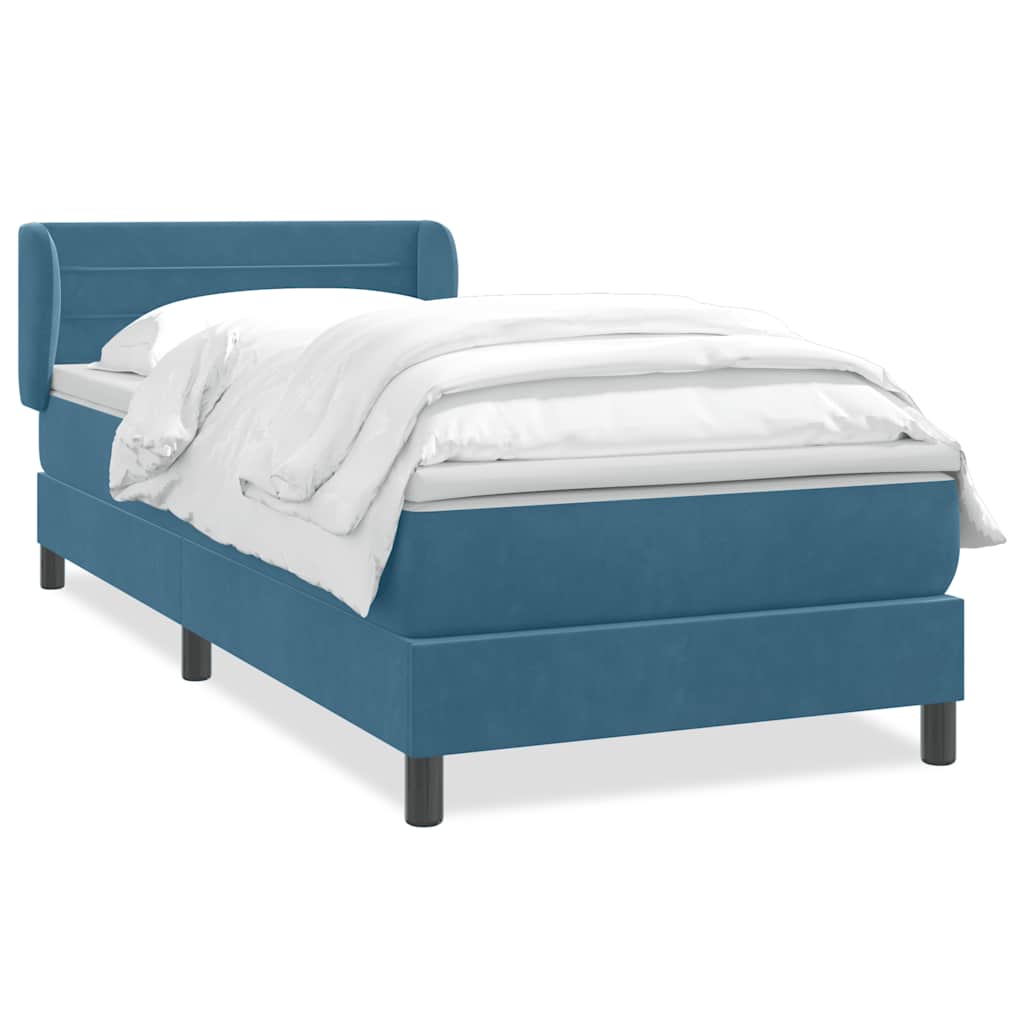 Boxspringbett mit Matratze Dunkelblau 100x210 cm Samt