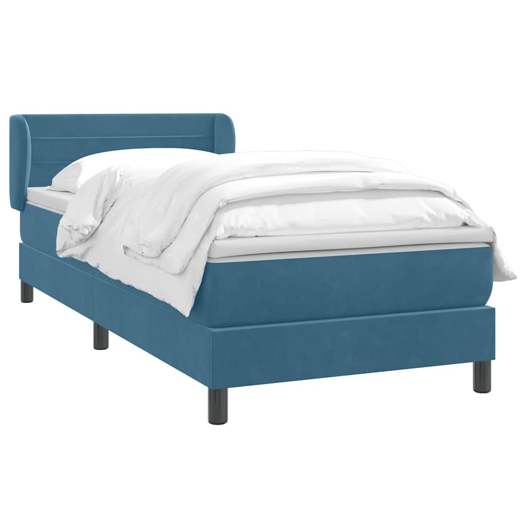 Boxspringbett mit Matratze Dunkelblau 100x210 cm Samt