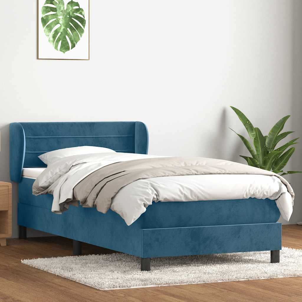 Boxspringbett mit Matratze Dunkelblau 100x210 cm Samt