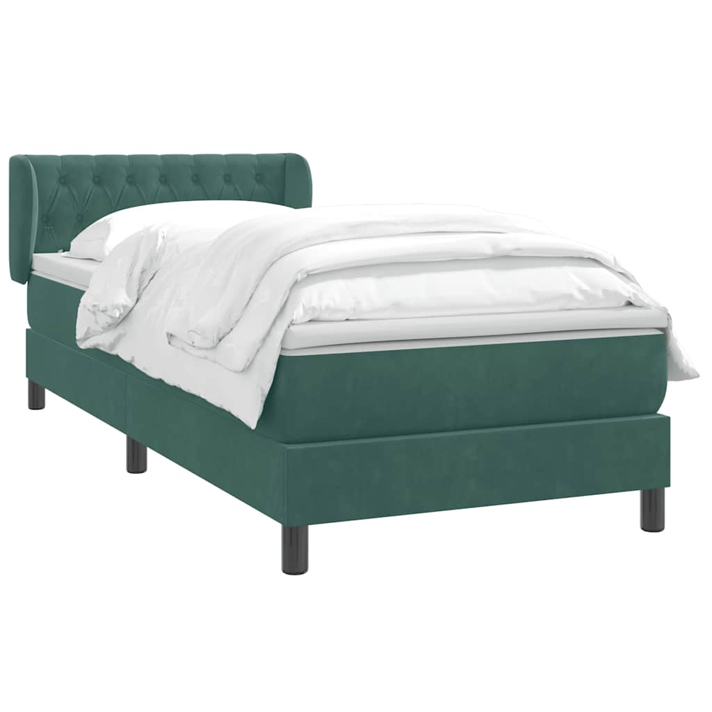 Boxspringbett mit Matratze Dunkelgrün 80x220 cm Samt