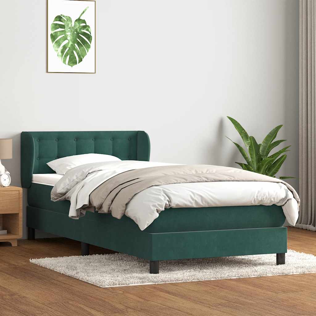 Boxspringbett mit Matratze Dunkelgrün 80x220 cm Samt
